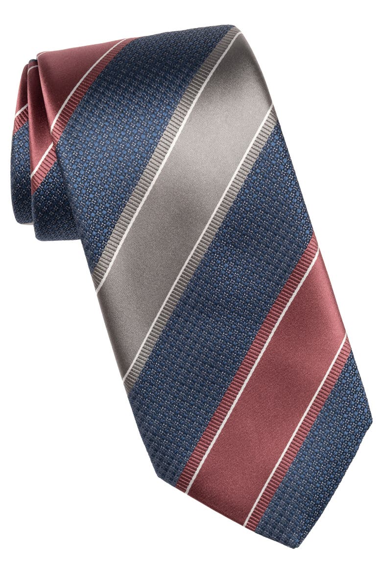 Ferrari - Silk Jacquard Tie for Men, Main, color, Navy and Burgundy