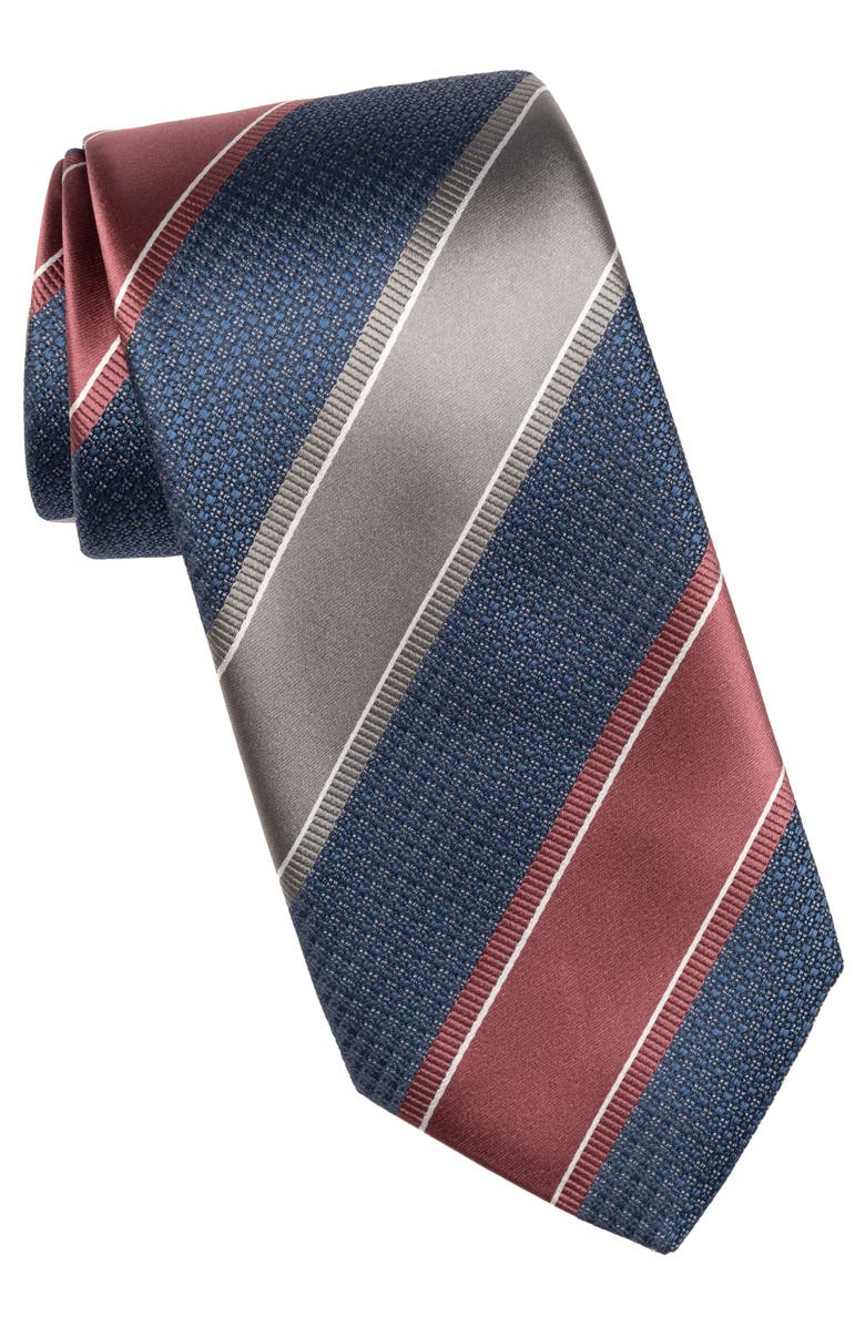 Elizabetta Ferrari - Silk Jacquard Tie for Men, Main, color, Navy And Burgundy