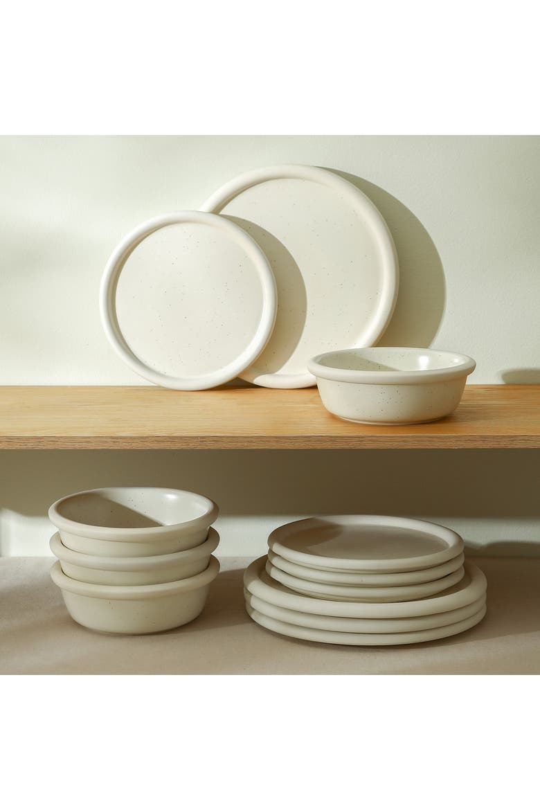 Capri Stoneware 24-Piece Dinnerware Set, Alternate, color, White