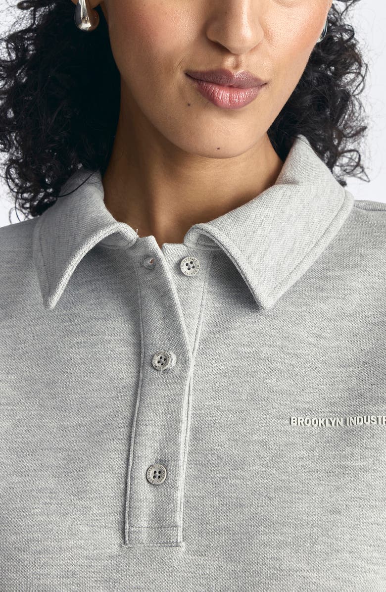 Brooklyn Industries Cotton Blend Polo Sweatshirt, Alternate, color, Light Grey Melange
