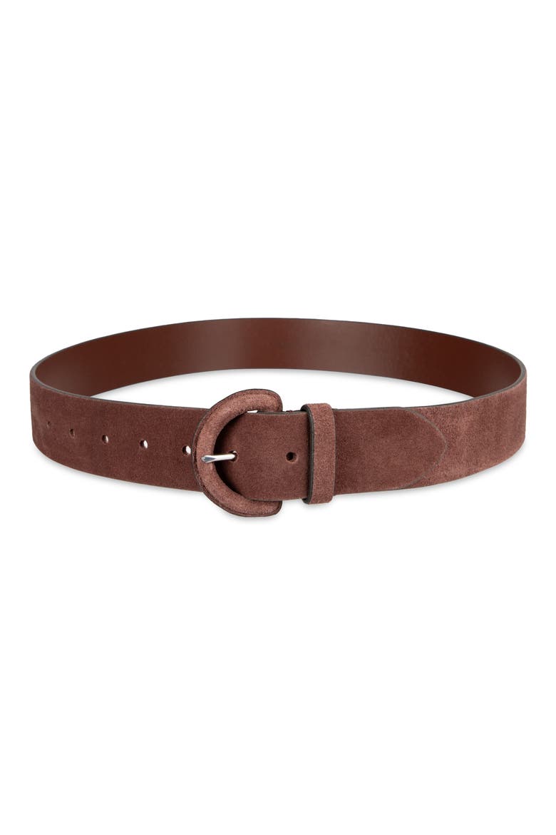 Covered Buckle Suede Belt, Main, color, BROWN