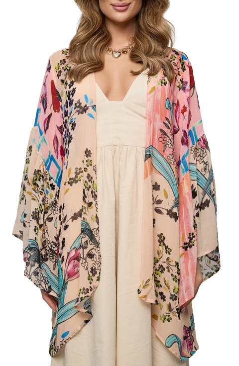 Floral Ruffle Sleeve Short Duster
