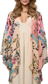 SAACHI Floral Ruffle Sleeve Short Duster