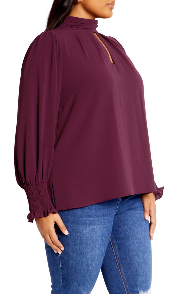 City Chic Iris Keyhole Top, Alternate, color, Plum