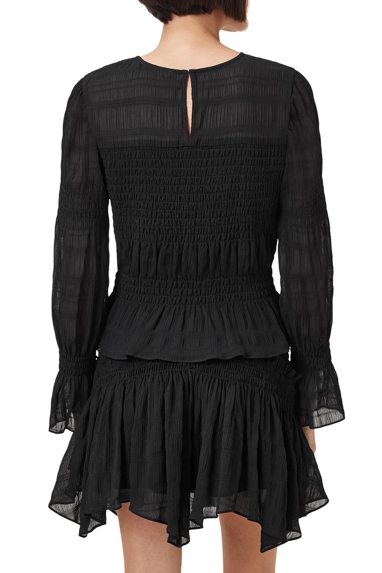 Pamela Smocked Ruffle Top, Alternate, color, BLACK