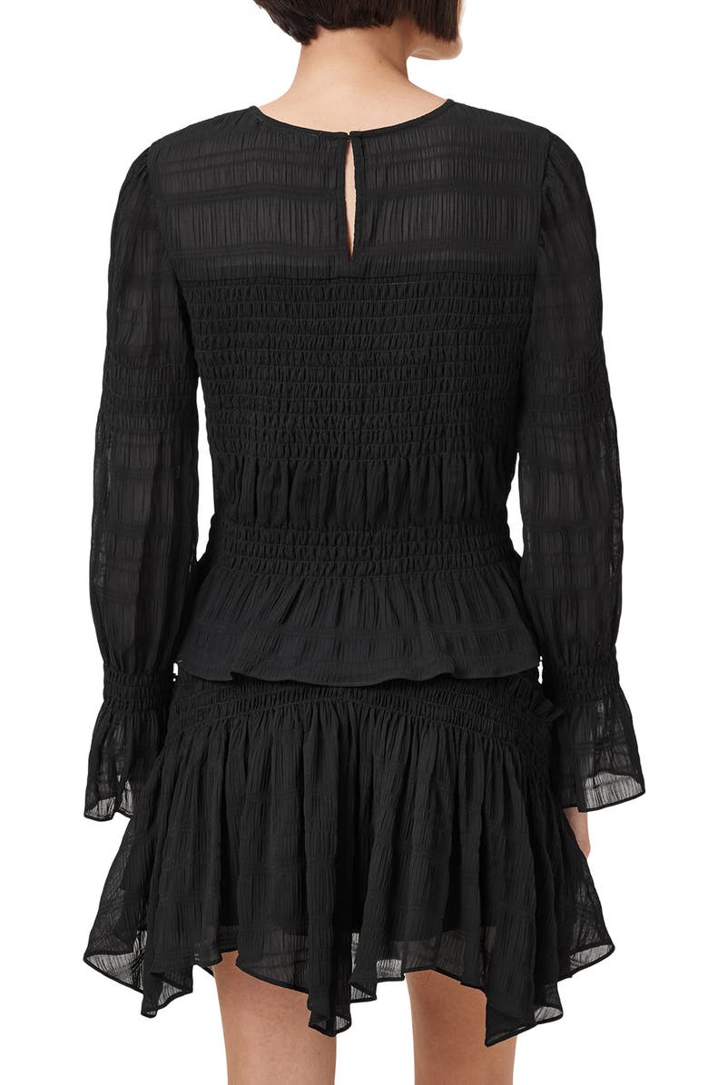AllSaints Pamela Smocked Ruffle Top, Alternate, color, 