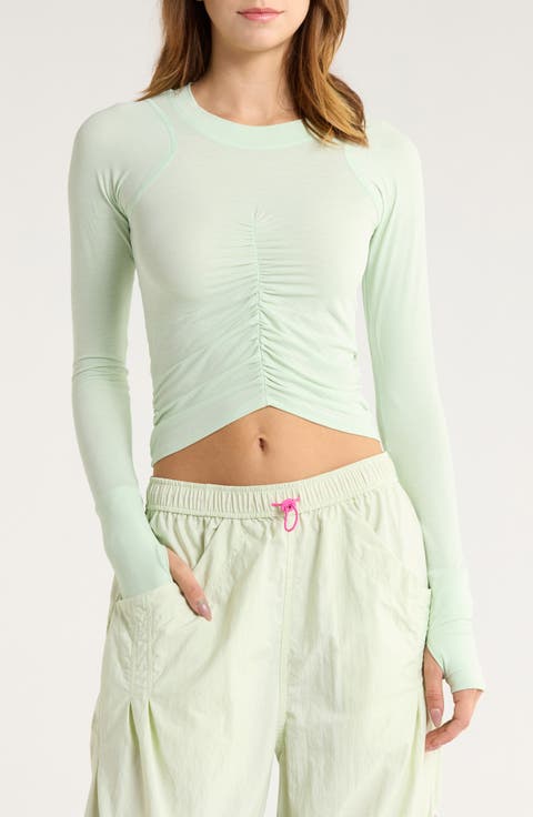FP Movement Mile a Minute Ruched Long Sleeve Crop T-Shirt