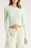 FP Movement by Free People FP Movement Mile a Minute Ruched Long Sleeve Crop T-Shirt