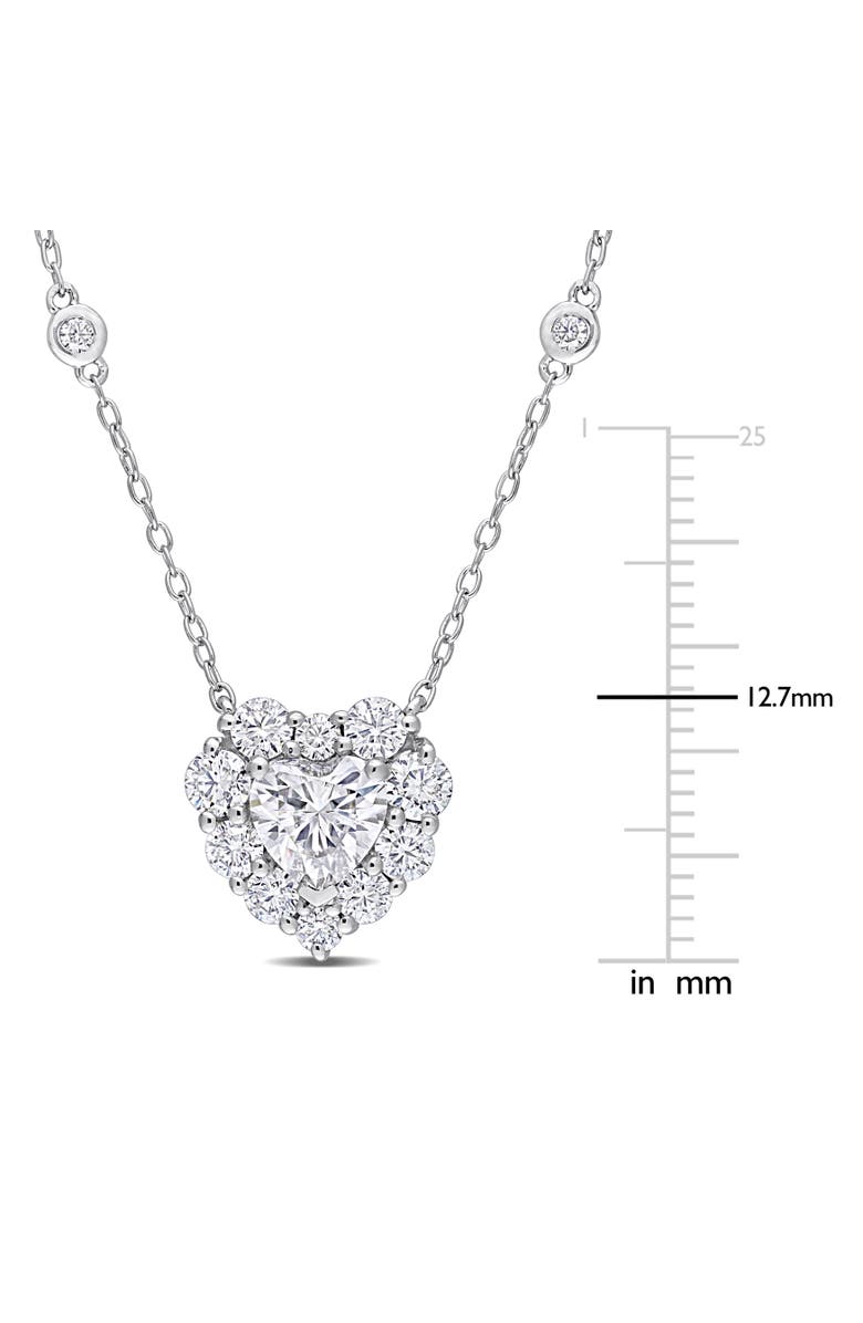 Julianna B. Moissanite Heart Halo Station Necklace, Alternate, color, Sterling Silver