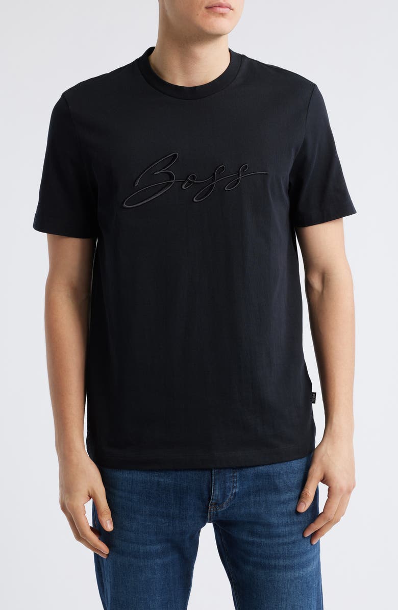 BOSS Thompson Logo Embroidered Cotton Graphic T-Shirt, Main, color, 