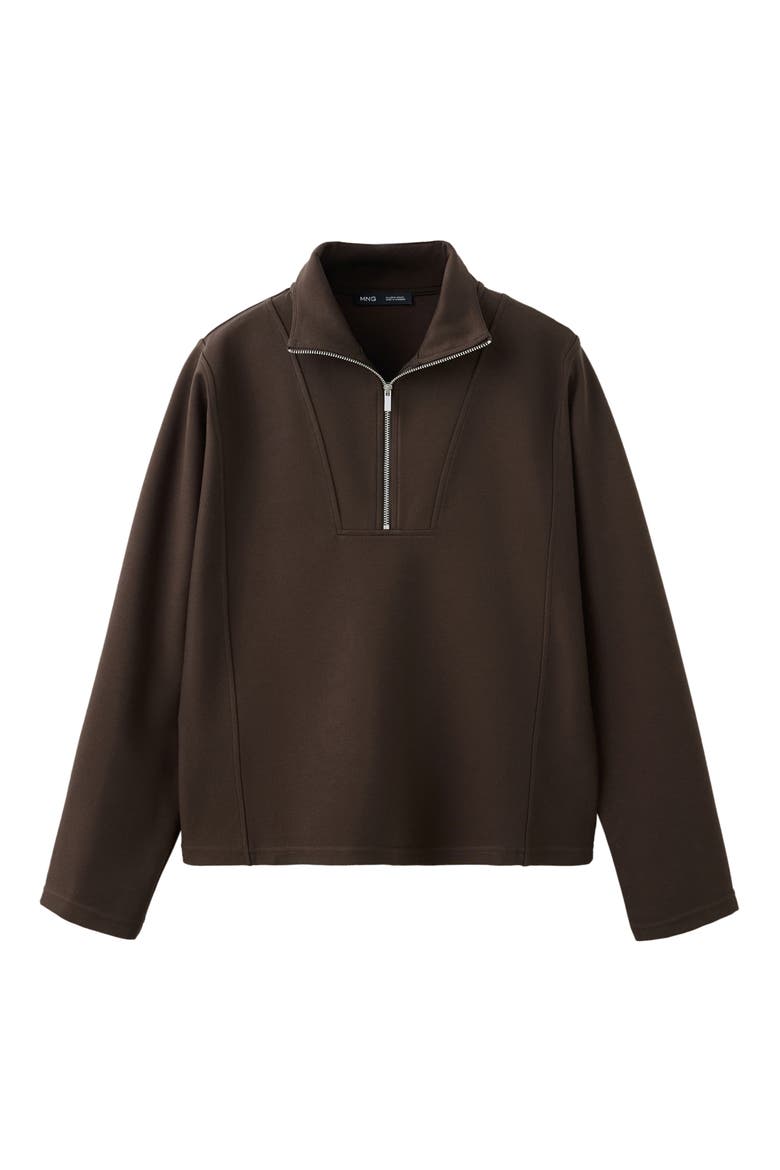 Half Zip Sweatshirt, Main, color, BROWN