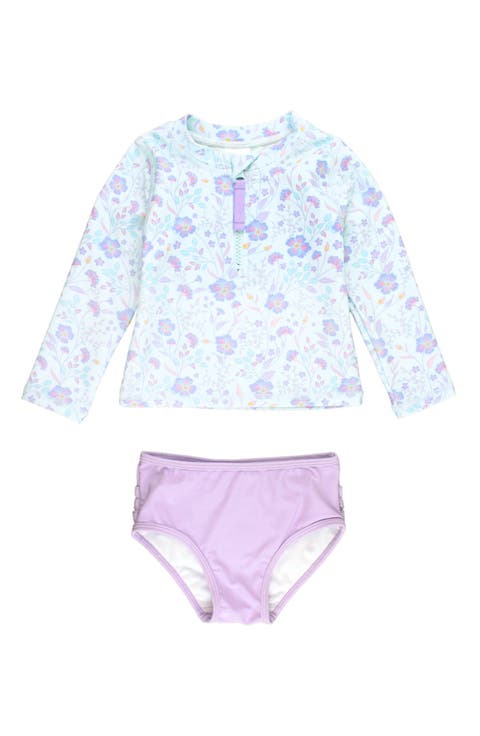 Kids' Fairytale Garden Long Sleeve Two-Piece Rashguard Swimsuit (Toddler & Little KId)