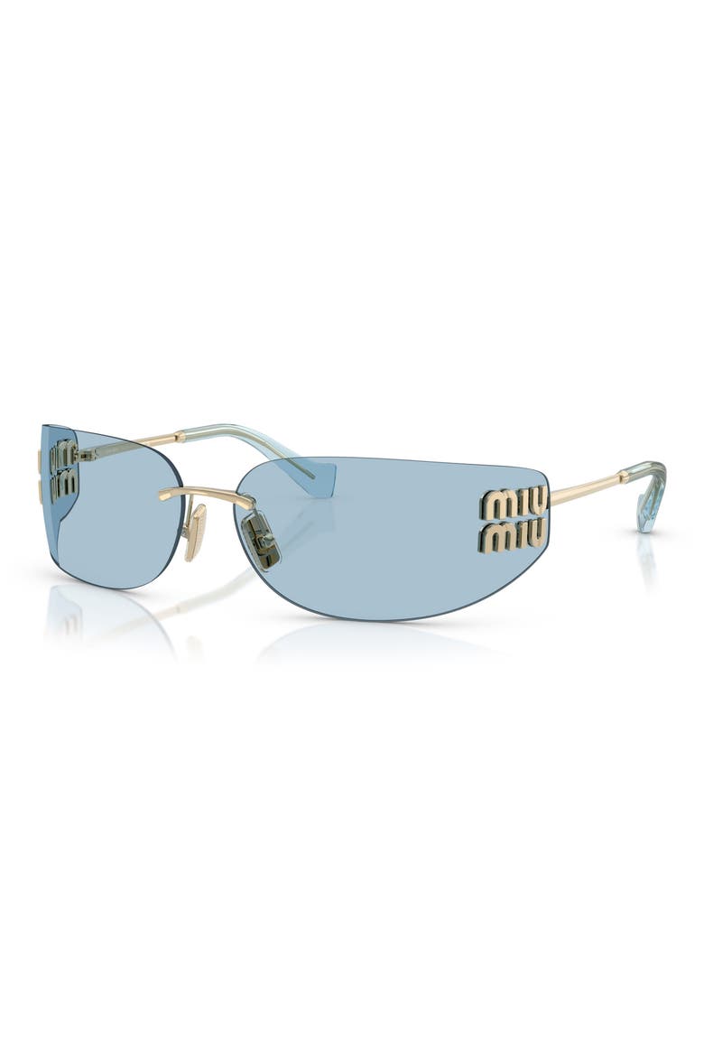 75mm Oversize Rectangular Wrap Sunglasses, Alternate, color, PALE GOLD / LIGHT BLUE