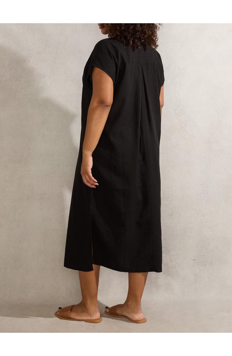 Live Unlimited Linen Midi Shirt Dress, Alternate, color, Black