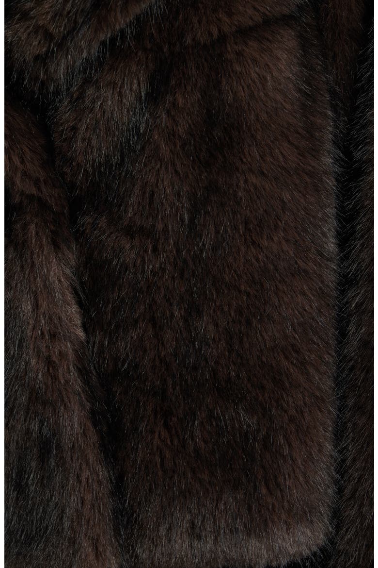 Short Faux Fur Coat, Alternate, color, DARK BROWN
