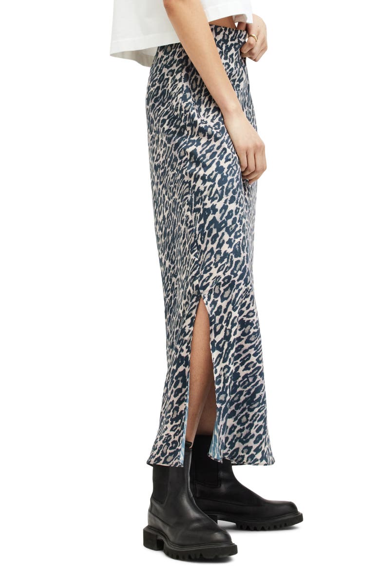 AllSaints Bryony Leopard Print Satin Maxi Skirt, Alternate, color,
