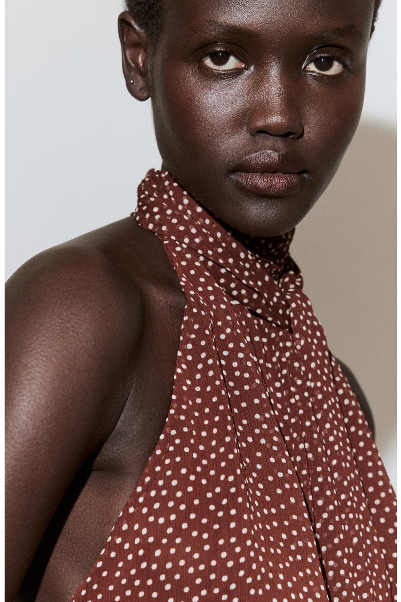Dot Halter Minidress, Alternate, color, BURNT ORANGE