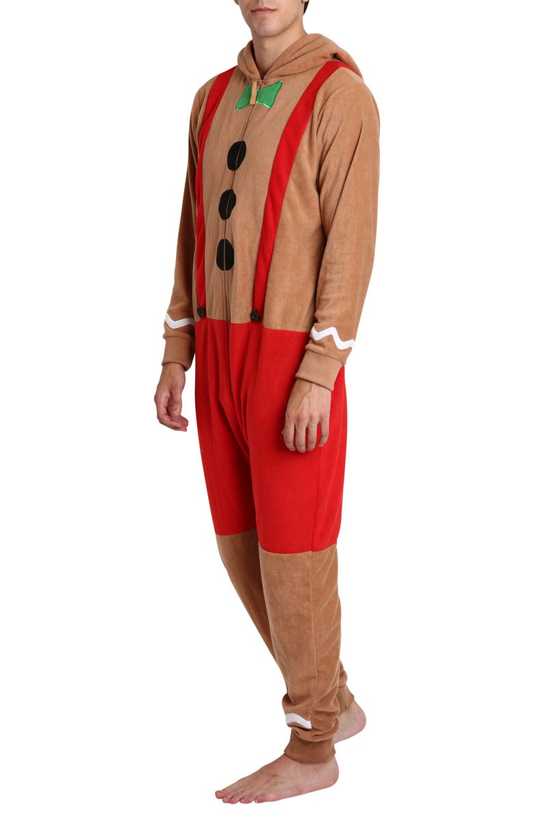 SLEEPHERO Novelty Gingerbread Fleece Bodysuit, Alternate, color, Gingerbread Man