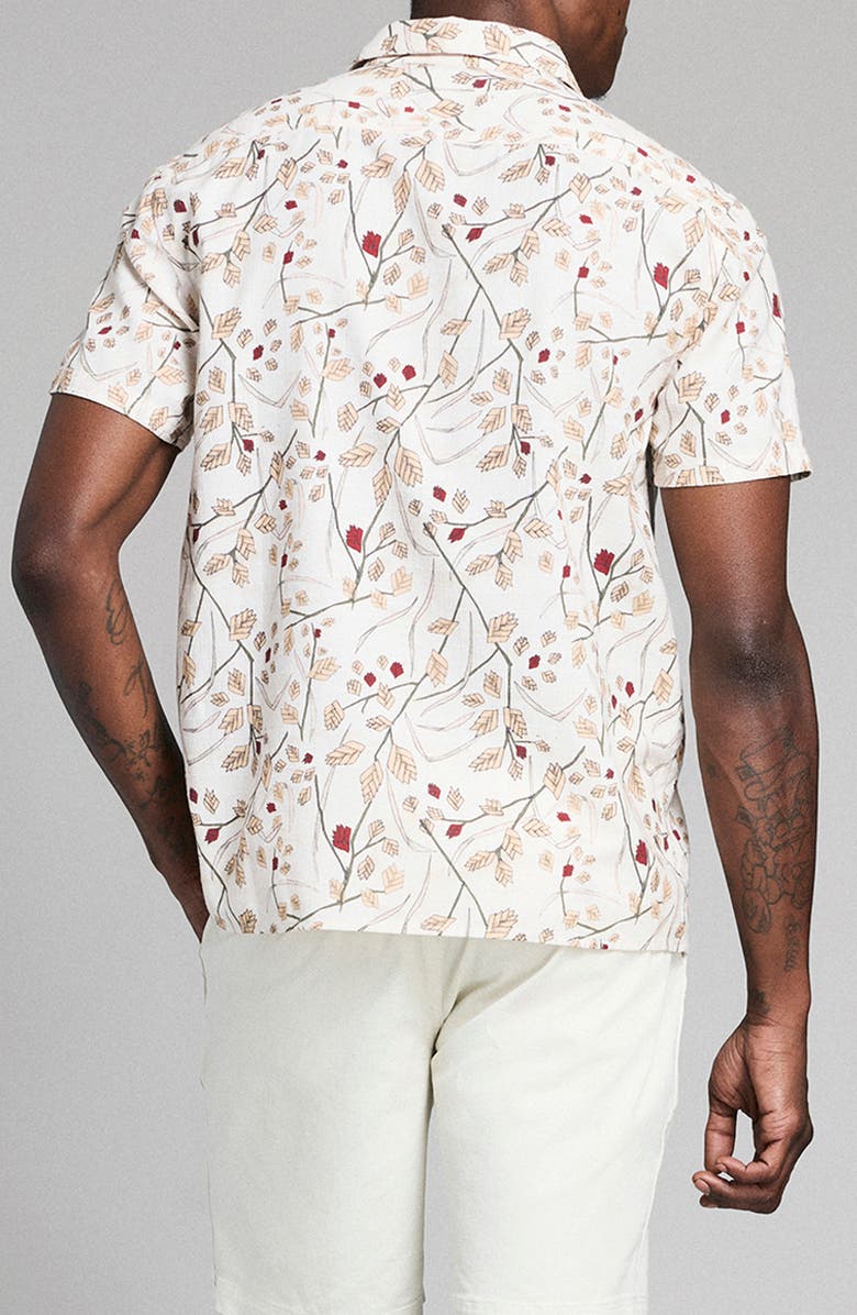 Billy Reid Textural Oat Short Sleeve Button-Up Shirt, Alternate, color, Tinted White