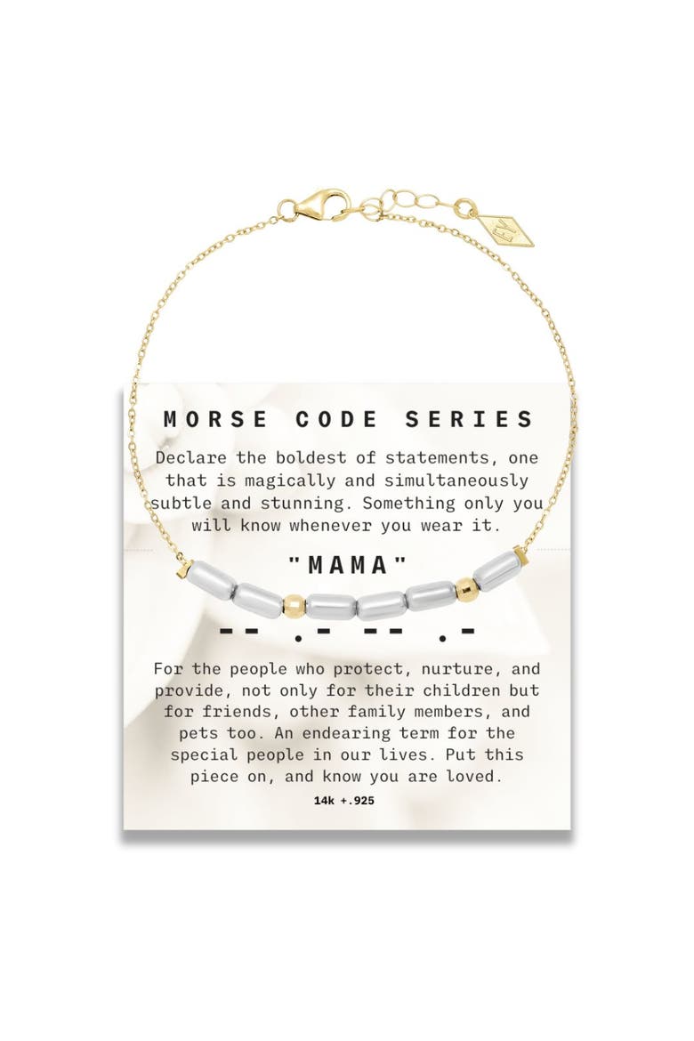 Morse Code Chain Bracelet 14K + Sterling, Main, color, Mama