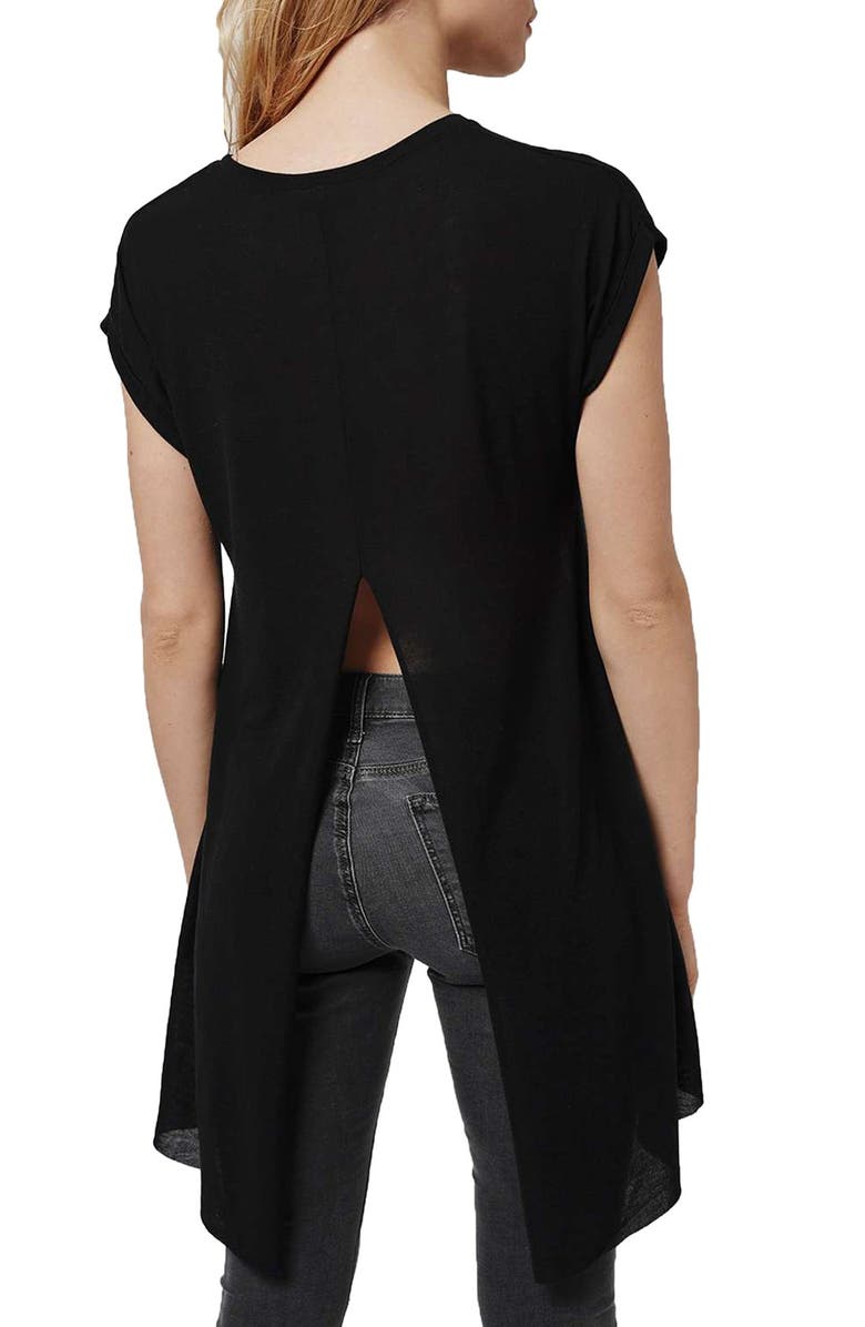 Topshop Split Back High/Low Tee, Alternate, color,
