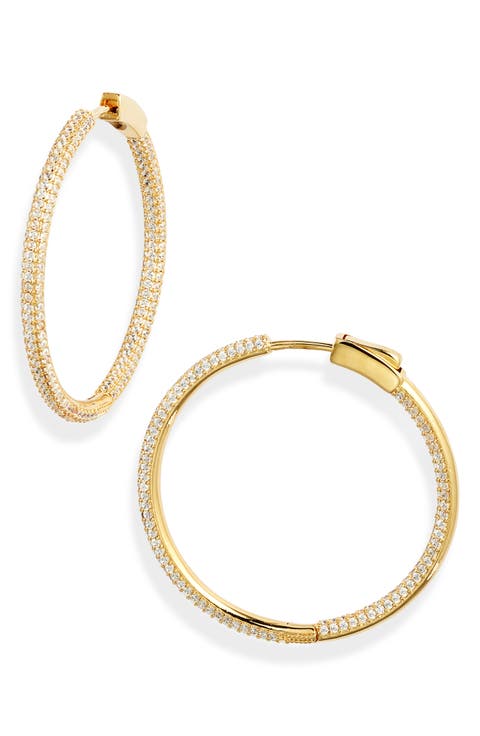 Crystal Pavé Inside Outside Hoop Earrings