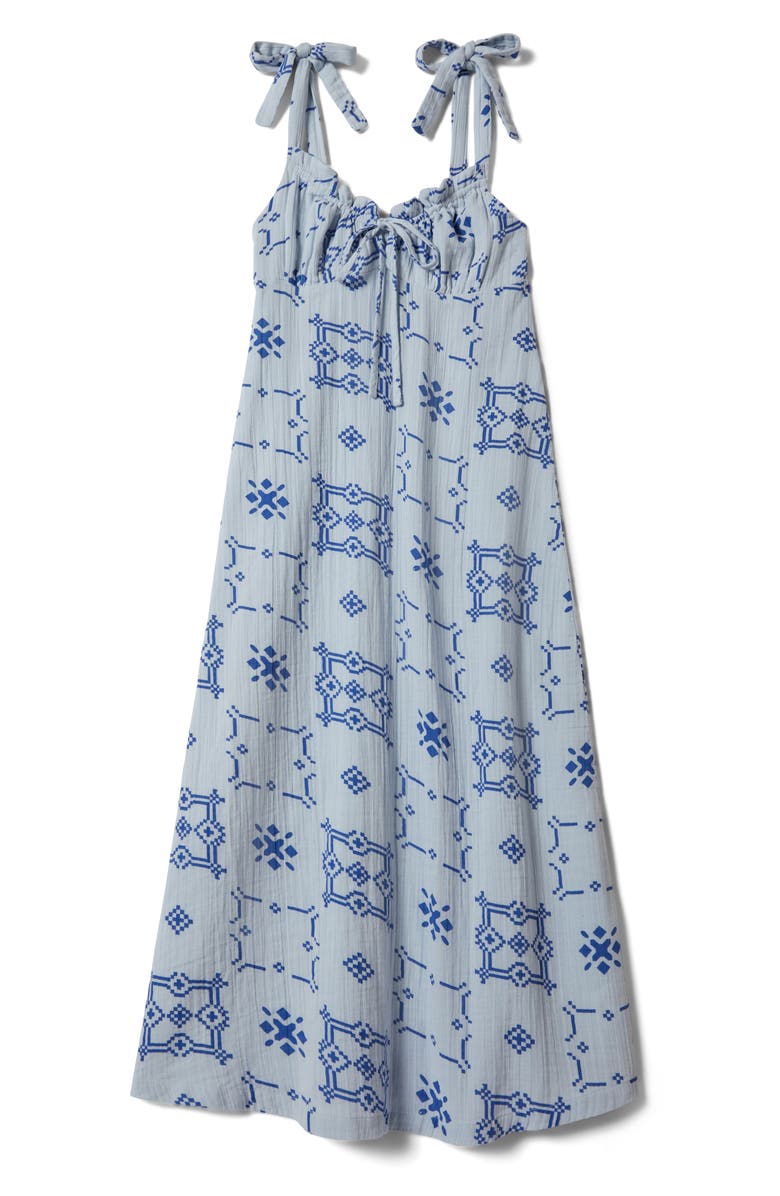 Brixton The Tie Strap Sleeveless Midi Dress, Alternate, color, Aura Blue Tile Print