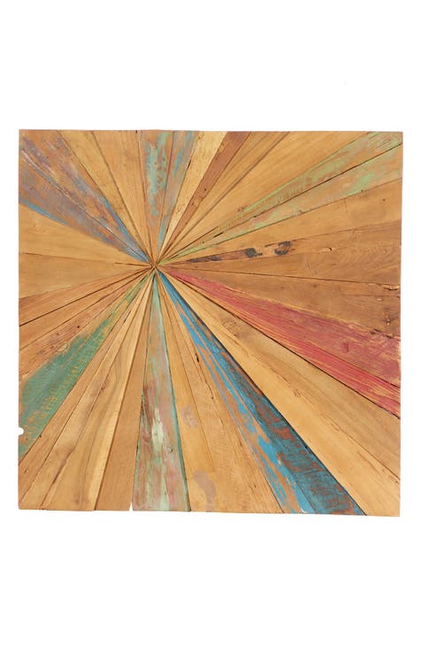 Brown Teakwood Handmade Radial Starburst Wall Decor