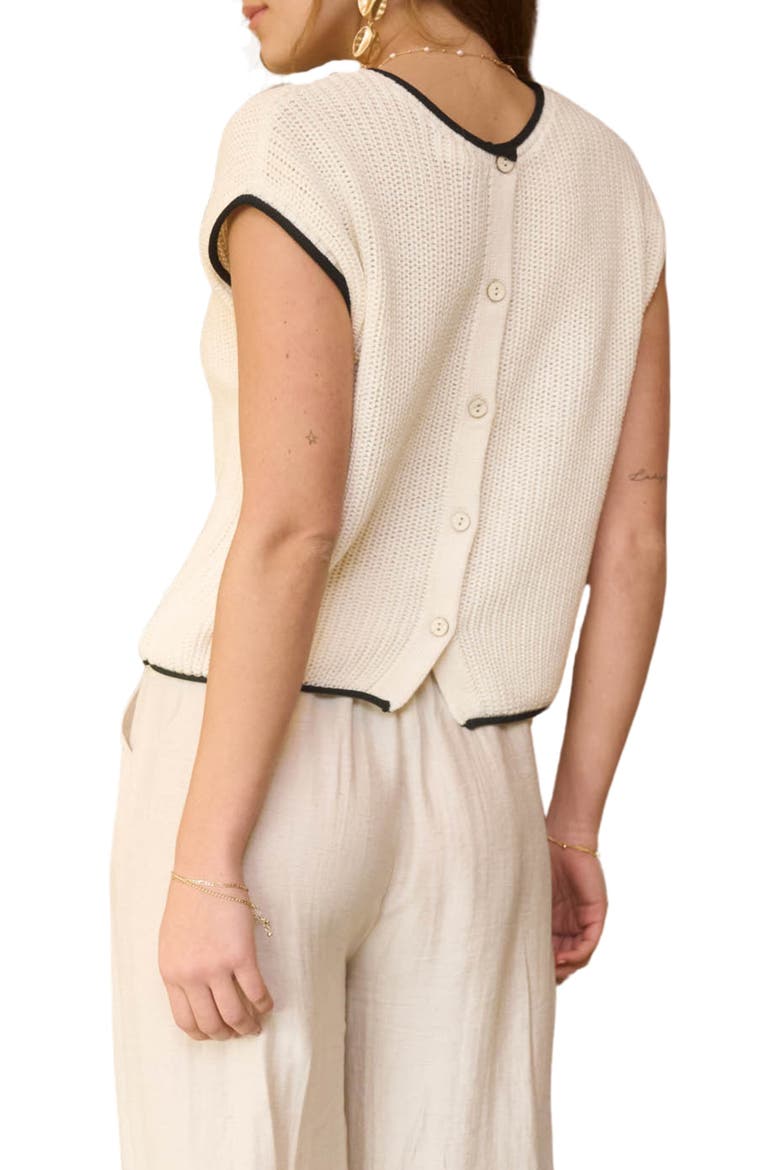 Cap Sleeve Button Back Sweater, Alternate, color, CREAM