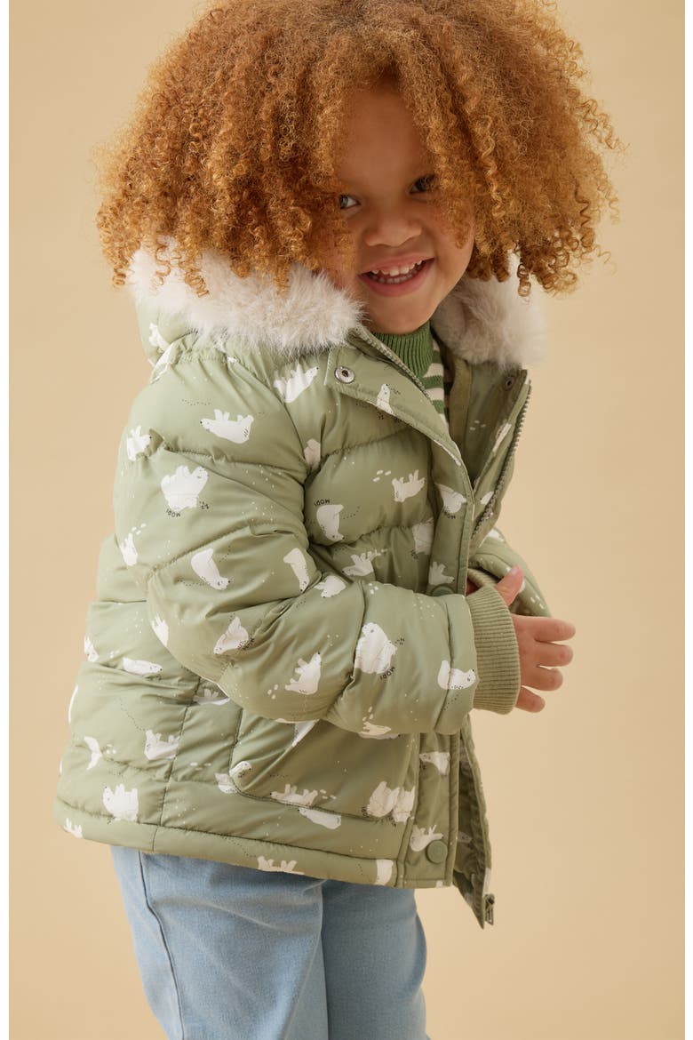 Polar Bear Quilted Jacket, Alternate, color, Tea & Polar Bear
