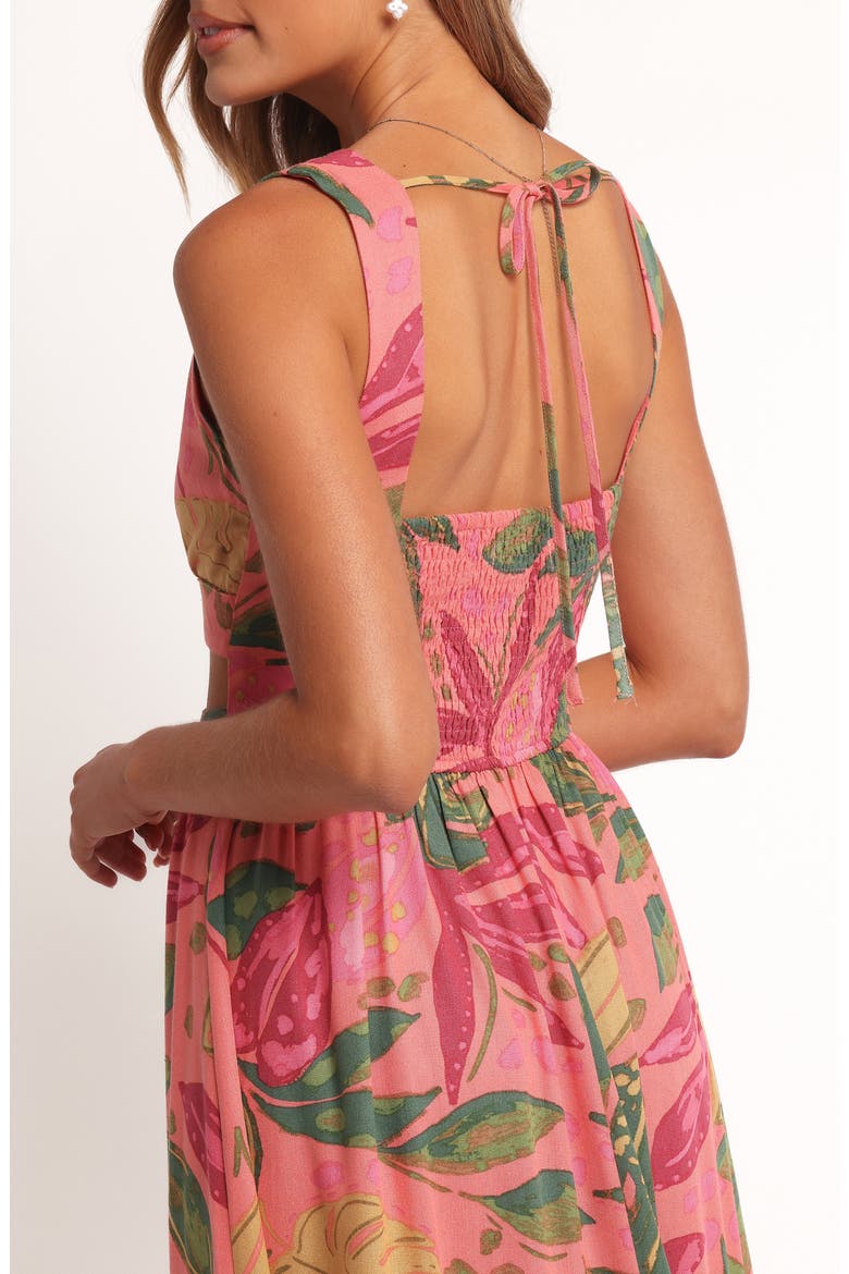 Oasis Print Cutout Midi Dress, Alternate, color, PINK RIO