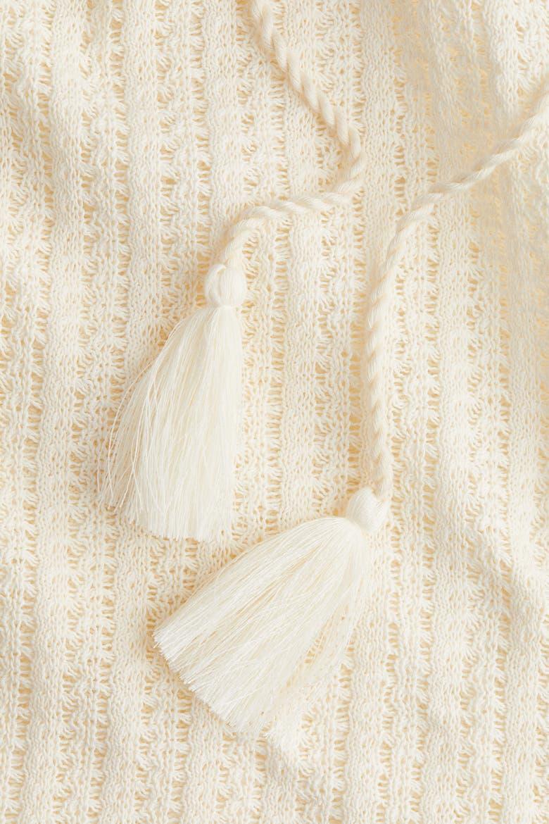 Pointelle-knit Top, Alternate, color, Cream