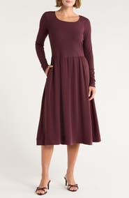Melrose and Market Long Sleeve Fit & Flare Midi Dress