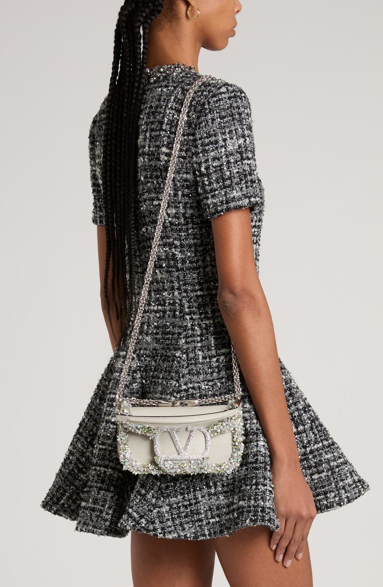 Valentino Garavani Small Jeweled Locò Leather Shoulder Bag, Alternate, color,