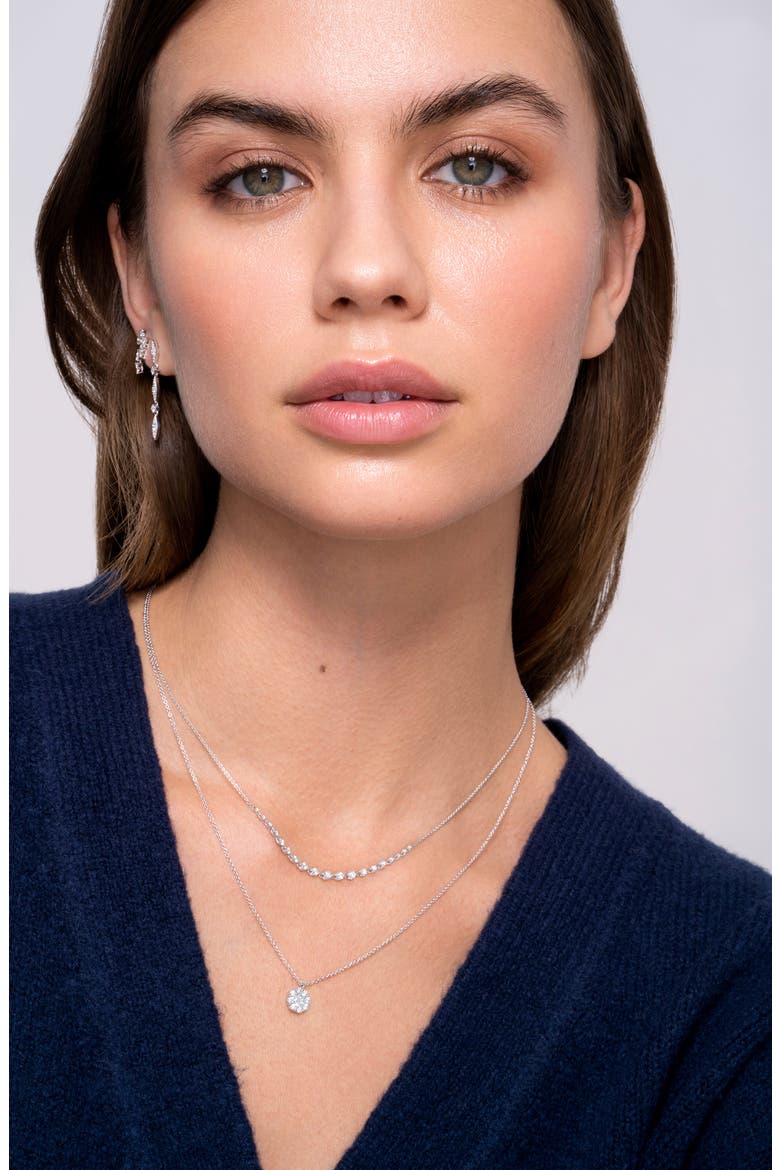 Maya Circle Pie-Cut Pendant Necklace, Alternate, color, 18K WHITE GOLD