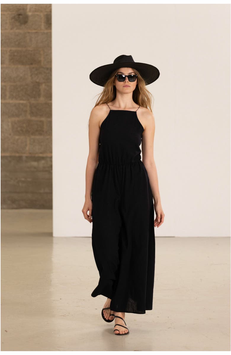 Gottex Beach Life Resort Swim Cover Up Open Back Jumpsuit, Alternate, color, Black