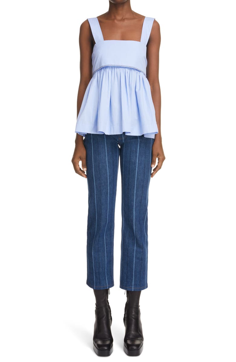 Chloé Bow Back Cotton Poplin Top, Alternate, color, 