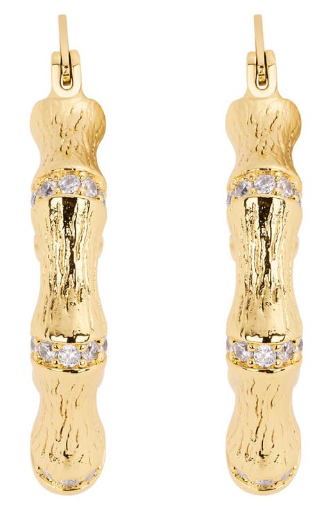 Cubic Zirconia Bamboo Style Drop Earrings