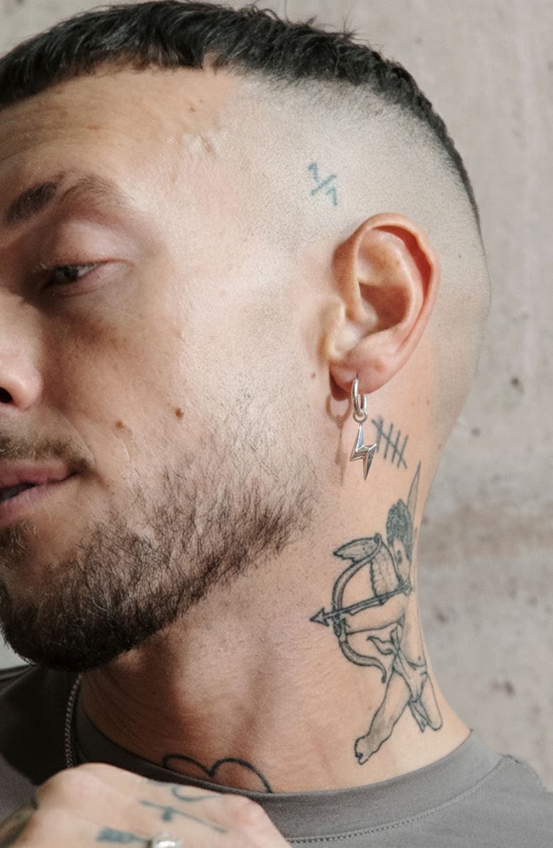 YOJ Lightning Single Hoop in Silver, Alternate, color, Silver