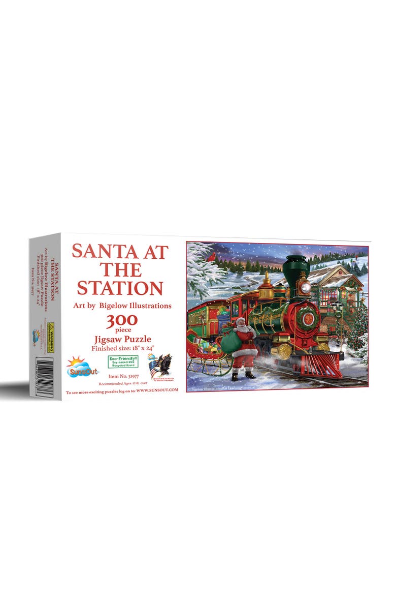 Sunsout Santa at the Station 300 piece Jigsaw Puzzle for Adults, Main, color, Multicolor