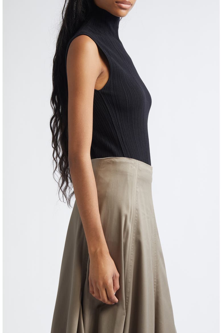 Federica Sleeveless Ribbed Funnel Neck Sweater, Alternate, color, BLACK