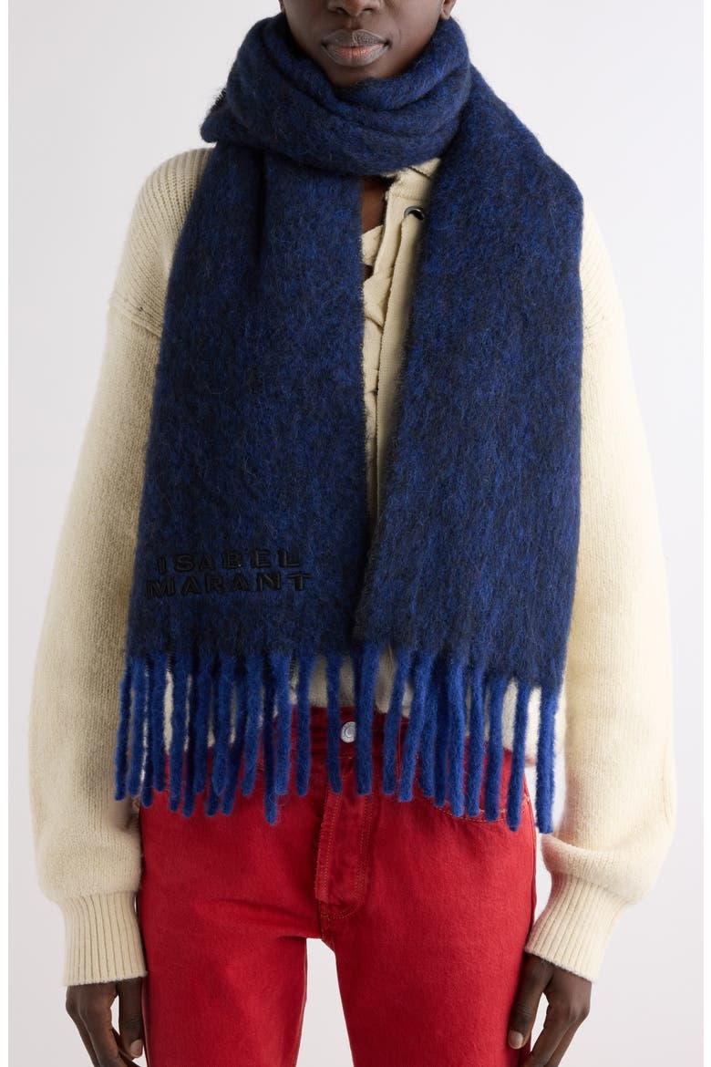 Firny Alpaca Blned Fringe Scarf, Alternate, color, DEEP RED 70DD
