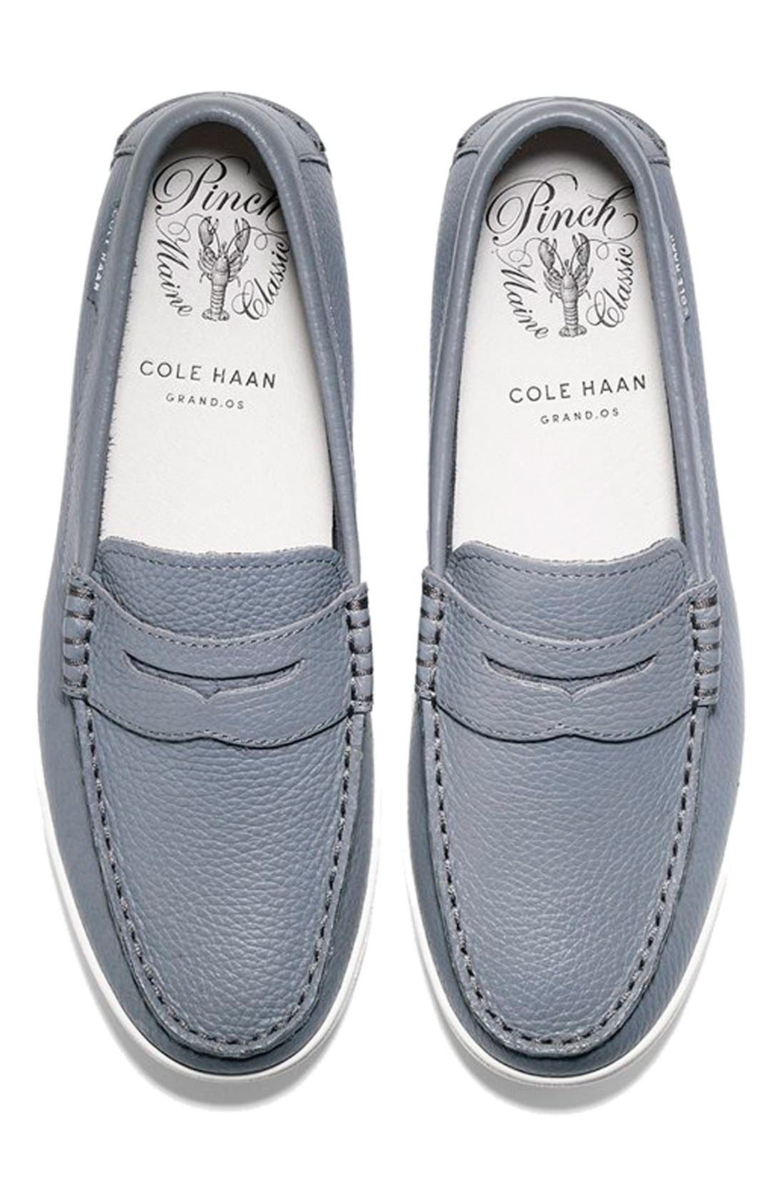 'Pinch' Penny Loafer, Alternate, color, GREY LEATHER/ WHITE