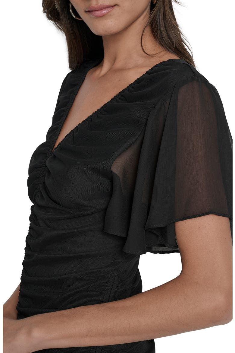 Ruched V-Neck Shirt, Alternate, color, BLACK