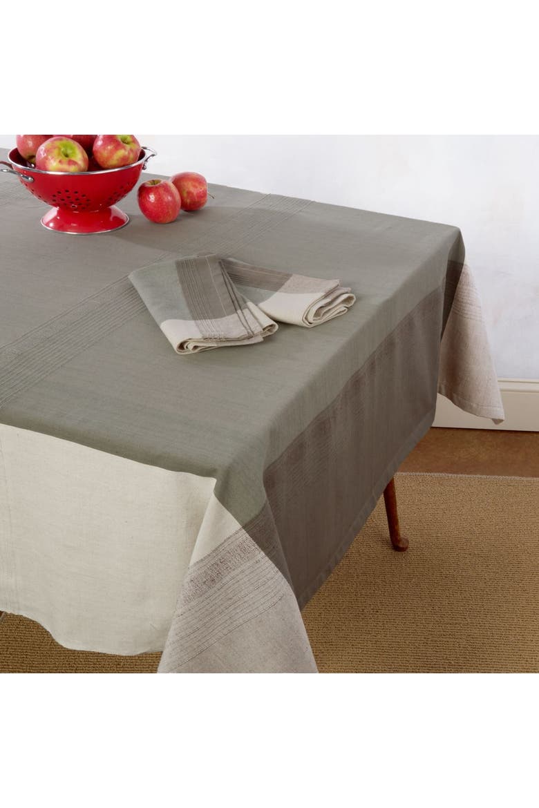 Ecoloom Handwoven Cotton Tablecloth, Alternate, color, Moonstone - 60x90"