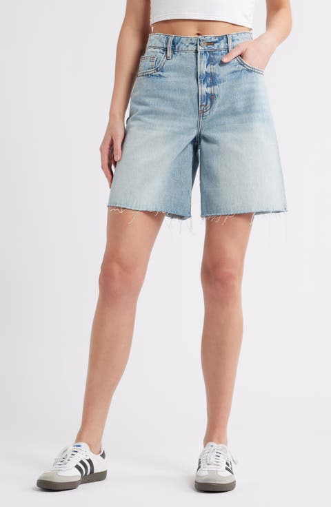 Raw Hem Denim Bermuda Shorts