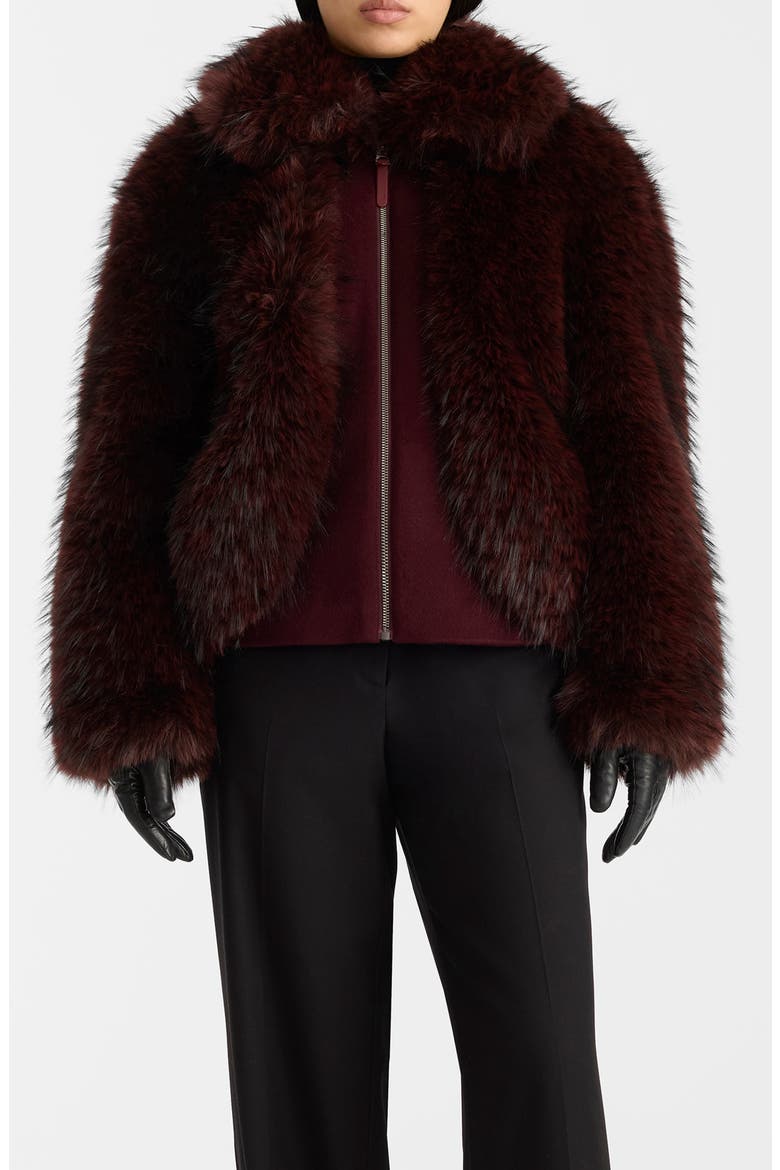 Nanny Faux Fur & Wool Jacket, Main, color, BLACK-GARNET