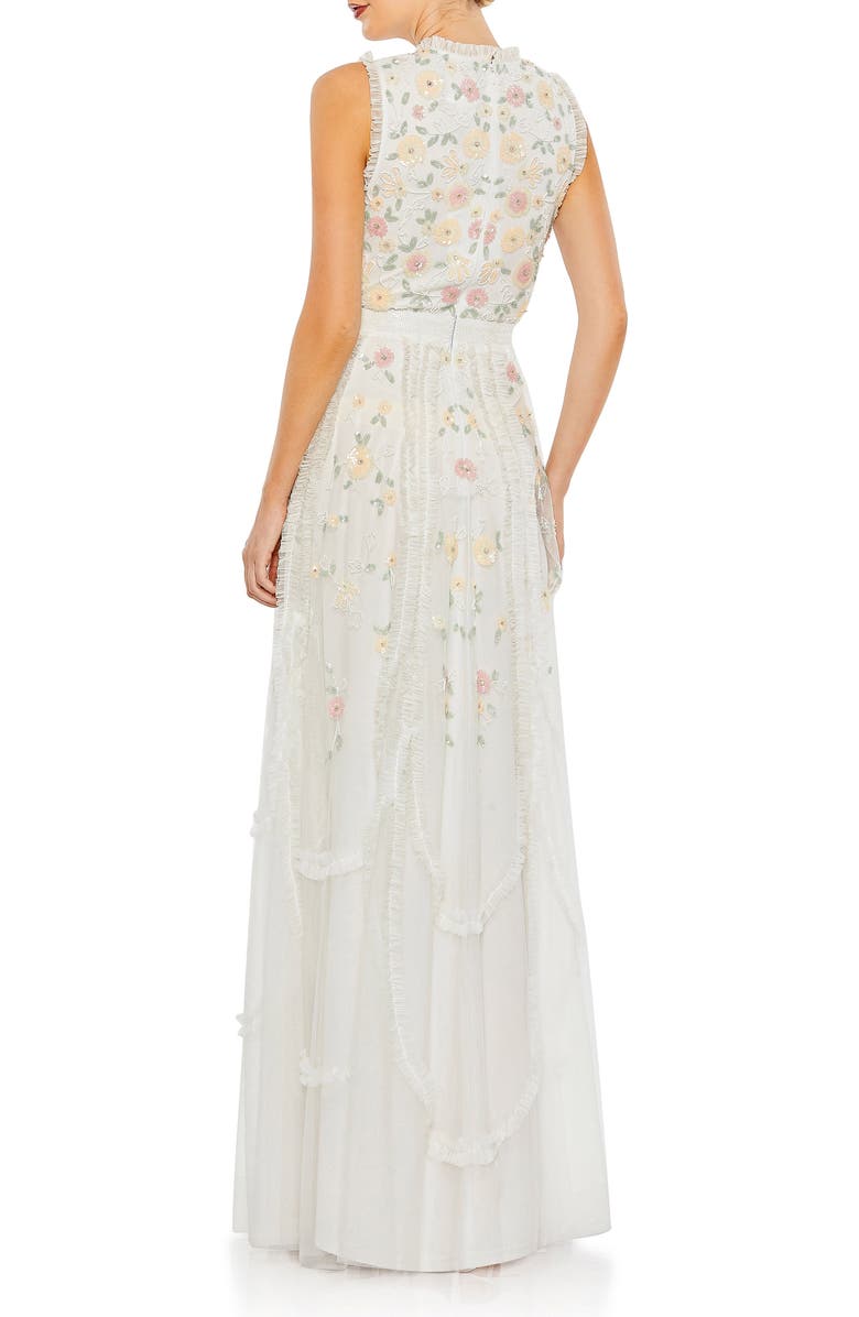 Mac Duggal Embellished High Neck Sleeveless Ruffled Gown, Alternate, color,