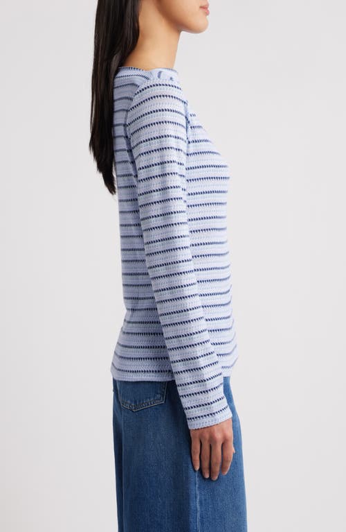 Bobeau Stripe Jacquard Boat Neck Knit Top
