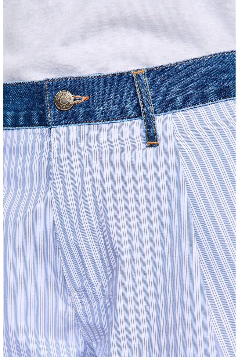 Striped shorts with denim details, Alternate, color, Blue / green